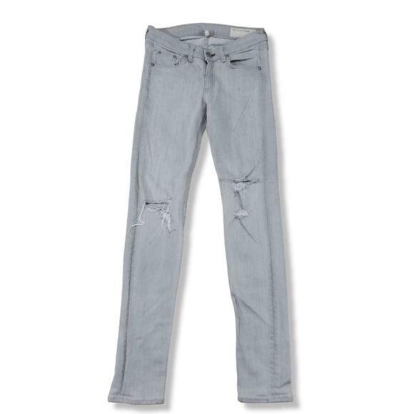 Rag & Bone Jeans Size 27 Skinny Jeans Stretch Surrey With Holes Distressed Gray - Picture 1 of 9